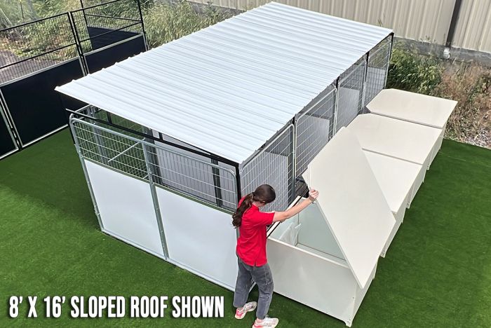 Pet enclosures with roof outlet