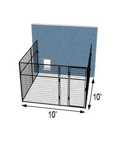 10' X 10' Three Sided 7' Tall Wire Dog Kennel 	