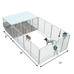 12' X 16' Ultimate Playzone W/Multiple 4' X 8' PRO Dog Kennels X3 & Cube Dog Houses 