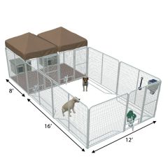 12' X 16' Ultimate Playzone W/Multiple 6' X 8' PRO Dog Kennels X2 & Cube Dog Houses 	