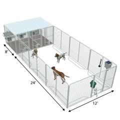 12' X 24' Ultimate Playzone W/Multiple 4' X 8' PRO Dog Kennels X3 & Cube Dog Houses 	