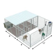 12' X 8' Ultimate Playzone W/Multiple 4' X 8' PRO Dog Kennels X3 & Cube Dog Houses 	
