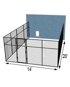 14' X 20' Three Sided 7' Tall Wire Dog Kennel