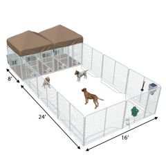 16' X 24' Ultimate Playzone W/Multiple 4' X 8' PRO Dog Kennels X4 & Cube Dog Houses 