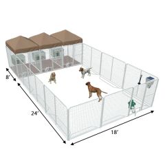 18' X 24' Ultimate Playzone W/Multiple 6' X 8' PRO Dog Kennels X3 & Cube Dog Houses	