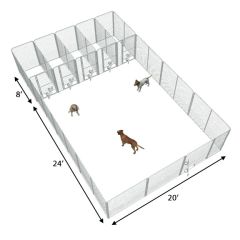 20' X 24' Basic Playzone W/Multiple 4' X 8' PRO Dog Kennels X5	