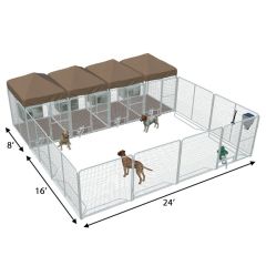 24' X 16' Ultimate Playzone W/Multiple 6' X 8' PRO Dog Kennels X4 & Cube Dog Houses