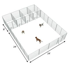 24' X 24' Basic Playzone W/Multiple 6' X 8' PRO Dog Kennels X4	