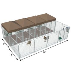 24' X 8' Ultimate Playzone W/Multiple 6' X 8' PRO Dog Kennels X4 & Cube Dog Houses 