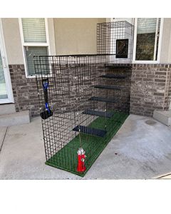 96" X 24" X 60" Tall Wire Outdoor Dogio With Stairs For Window Access (Run Only)