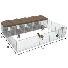 30' X 16' Ultimate Playzone W/Multiple 6' X 8' PRO Dog Kennels X5 & Cube Dog Houses