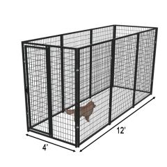 4' X 12' Basic Yard Boss Dog Kennel (Powder-Coated)