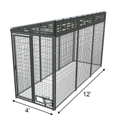 4' X 12' Complete PRO Boss Dog Kennel (Galvanized)