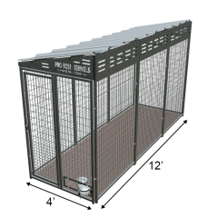 4' X 12' Ultimate PRO Boss Dog Kennel (Galvanized)