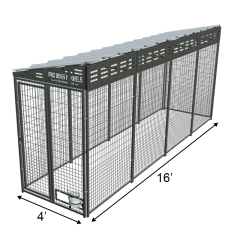 4' X 16' Complete PRO Boss Dog Kennel (Galvanized)