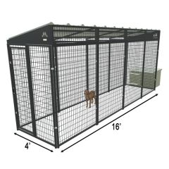 4' X 16' Yard Boss Condo Dog Kennel & Cube Dog House (Complete)