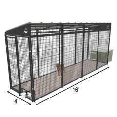 4' X 16' Yard Boss Condo Dog Kennel & Cube Dog House (Ultimate)