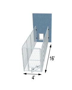 4' X 16' Three Sided PRO Dog Kennel 