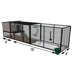 K9 Kennel Castle With 4' X 16' X 5' Tall Run & Metal Cover (Ultimate)
