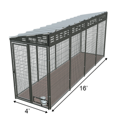 4' X 16' Ultimate PRO Boss Dog Kennel (Galvanized)