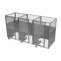 4' X 4' Multiple Stainless Steel Full Stall Dog Kennels X3