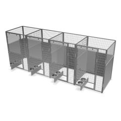 4' X 4' Multiple Stainless Steel Full Stall Dog Kennels X4