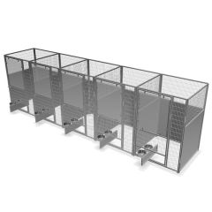 4' X 4' Multiple Stainless Steel Full Stall Dog Kennels X5
