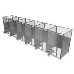 4' X 4' Multiple Stainless Steel Full Stall Dog Kennels X6