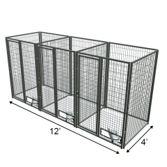 4' X 4' Multiple PRO Boss Full Stall Dog Kennels x3