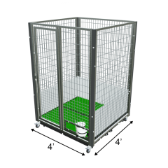4' X 4' Quick N Clean PRO Boss Garage Kennel (Galvanized)