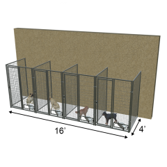 4' X 4' Multiple PRO Boss No Back Dog Kennels x4