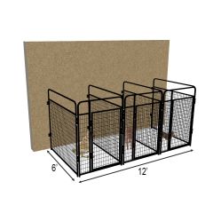 4' X 6' Multiple Standard No Back Dog Kennels x3