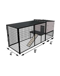 K9 Kennel Castle With 4' X 8' X 5' Tall Run & Metal Top (Basic) 
