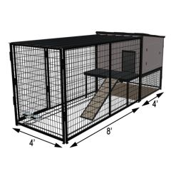 K9 Kennel Castle With 4' X 8' X 5' Tall Run & Metal Cover (Complete) 