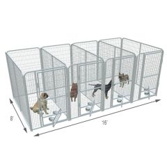  4' X 8' Multiple PRO Full Stall Dog Kennels x4