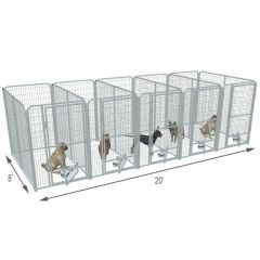  4' X 8' Multiple PRO Full Stall Dog Kennels x5