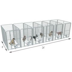  4' X 8' Multiple PRO Full Stall Dog Kennels x6
