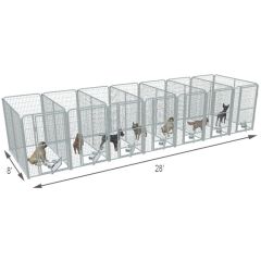 4' X 8' Multiple PRO Full Stall Dog Kennels x7