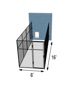 6' X 16' Three Sided 7' Tall Wire Dog Kennel 	