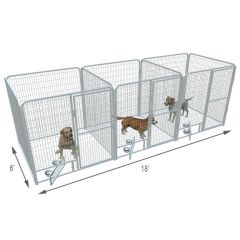  6' X 6' Multiple PRO Full Stall Dog Kennels x3