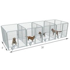  6' X 8' Multiple PRO Full Stall Dog Kennels x4