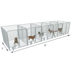  6' X 8' Multiple PRO Full Stall Dog Kennels x5