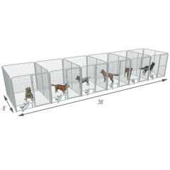  6' X 8' Multiple PRO Full Stall Dog Kennels x6
