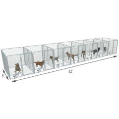  6' X 8' Multiple PRO Full Stall Dog Kennels x7