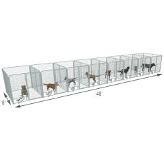  6' X 8' Multiple PRO Full Stall Dog Kennels x8