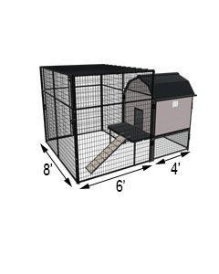 Kennel Barn with 8' X 6' X 7' Tall Run & Metal Cover (Basic) 