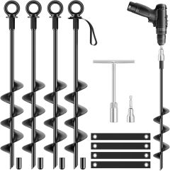 Heavy Duty 18" Kennel Screw In Ground Securing Stakes (4-Pack)