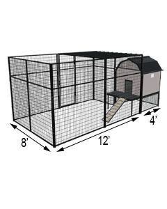 Kennel Barn with 8' X 12' X 7' Tall Run & Metal Cover (Basic) 
