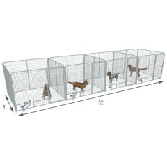 8' X 8' Multiple PRO Full Stall Dog Kennels x4