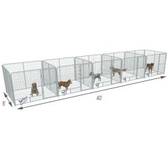 8' X 8' Multiple PRO Full Stall Dog Kennels x5